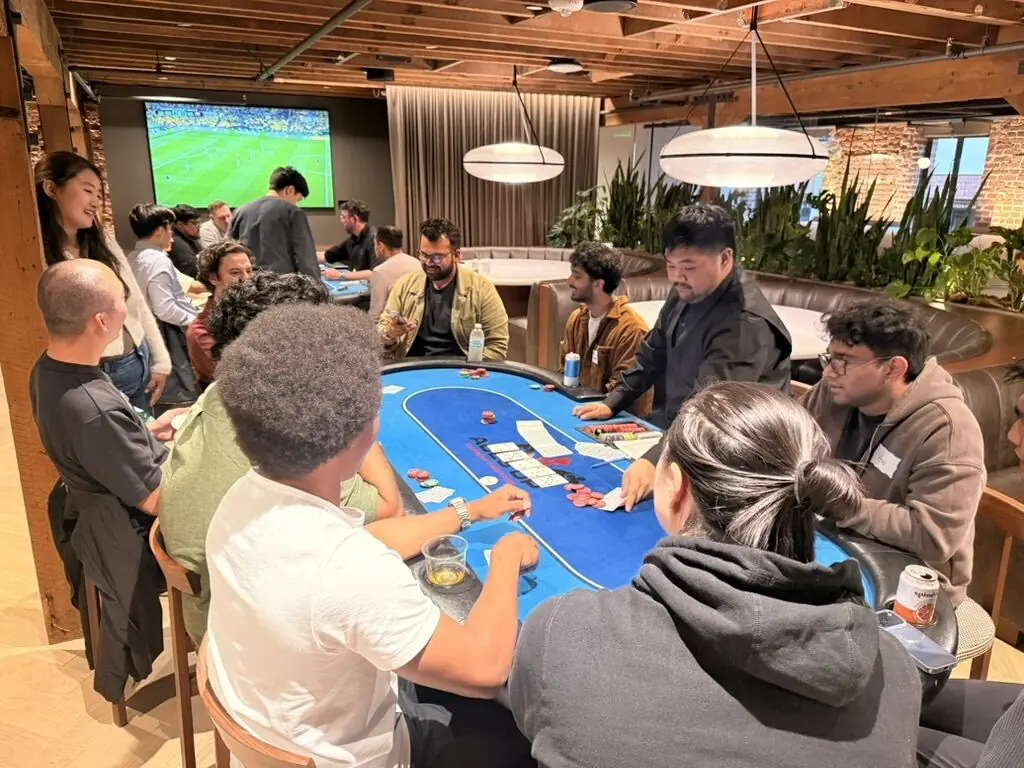 Founding engineers at a poker night with Bain Capital Ventures