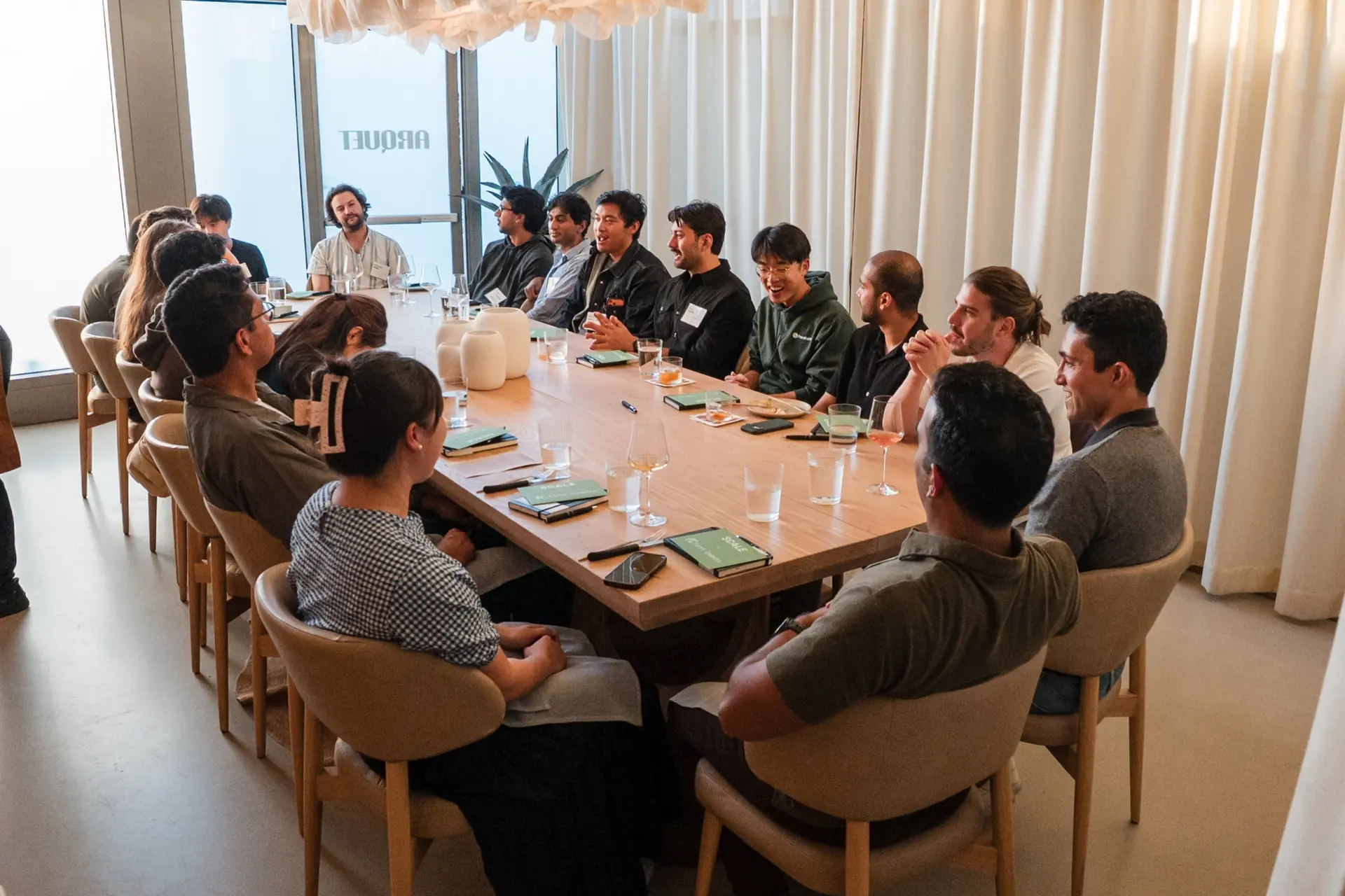 Founding engineers at a First Commits dinner